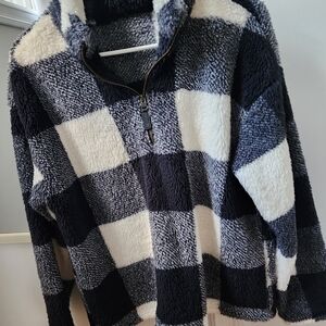 Plaid Fleece Quarter-Zip Pullover